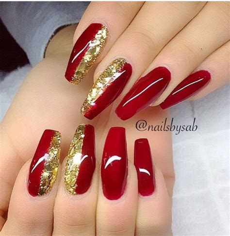 red white and gold nails